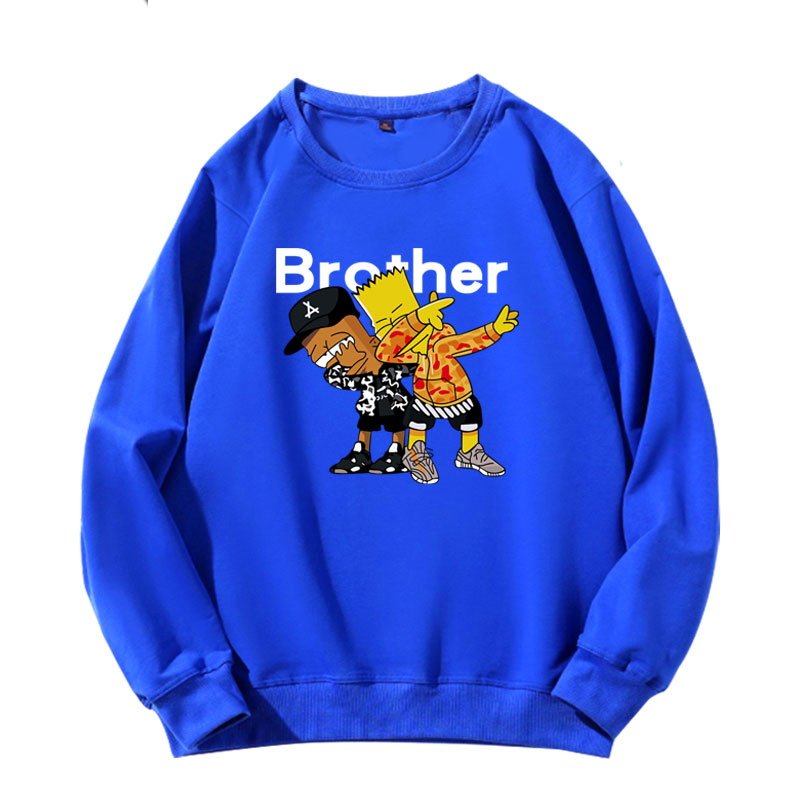 画像1: Men's Unisex The Simpsons Brother long-sleeved oversize pullover sweater   ユニセックス 男女兼用 シンプソンズ ブラザー 兄弟 長袖トレーナー (1)