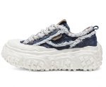 画像1: Unisex Denim fringe chunky sole platform lace-up sneakers  Shoes ユニセックス 男女兼用 デニムフリンジチャンキーソール厚底レースアップ  スニーカー (1)