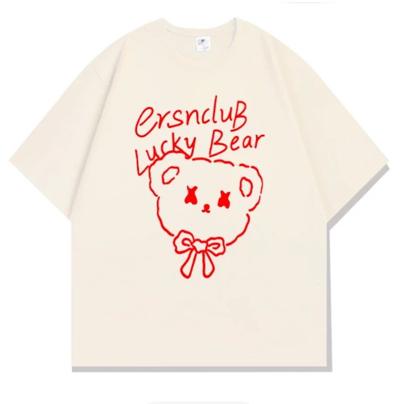 画像4: Lucky Bear  Print Tshirts ユニセックス男女兼用ラッキーベア熊プリント 半袖 Tシャツ (4)