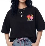 画像7:  The Simpsons Bart & Maggie Simpson American Two-Tone Heart Print Tshirts ユニセックス男女兼用ザ・シンプソンズ バート＆マギーシンプソン アメリカン ツートーン ハートプリントプリント 半袖 Tシャツ (7)