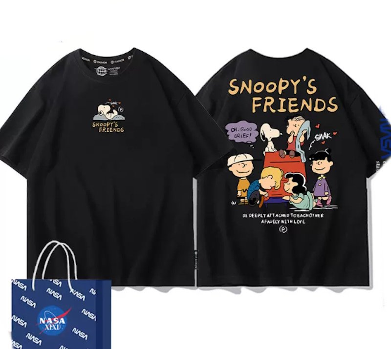 画像2: Snoopy x Friends Print Tshirts ユニセックス男女兼用 スヌーピー×フレンズ 半袖 Tシャツ (2)