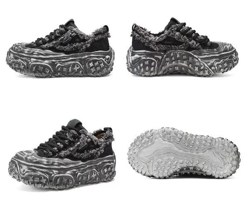 画像6: Unisex Denim fringe chunky sole platform lace-up sneakers  Shoes ユニセックス 男女兼用 デニムフリンジチャンキーソール厚底レースアップ  スニーカー (6)
