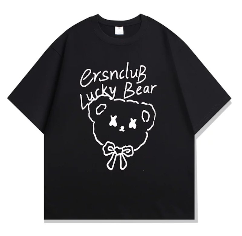 画像1: Lucky Bear  Print Tshirts ユニセックス男女兼用ラッキーベア熊プリント 半袖 Tシャツ (1)