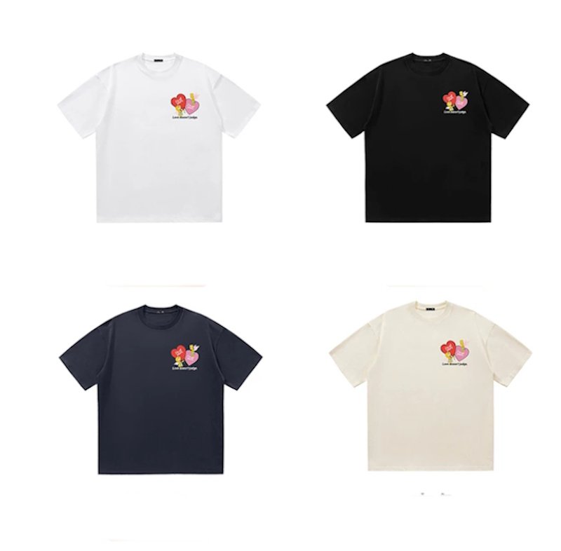 画像5:  The Simpsons Bart & Maggie Simpson American Two-Tone Heart Print Tshirts ユニセックス男女兼用ザ・シンプソンズ バート＆マギーシンプソン アメリカン ツートーン ハートプリントプリント 半袖 Tシャツ (5)