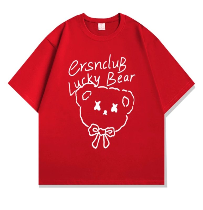 画像6: Lucky Bear  Print Tshirts ユニセックス男女兼用ラッキーベア熊プリント 半袖 Tシャツ (6)