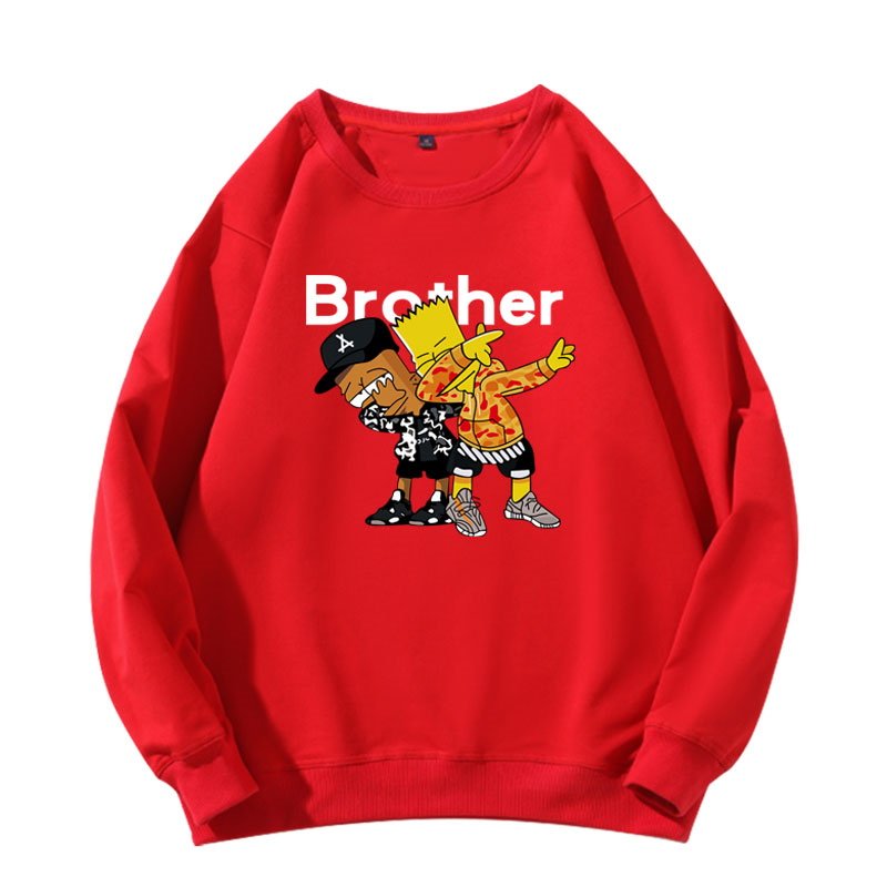 画像5: Men's Unisex The Simpsons Brother long-sleeved oversize pullover sweater   ユニセックス 男女兼用 シンプソンズ ブラザー 兄弟 長袖トレーナー (5)