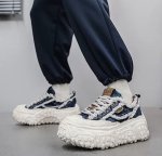 画像8: Unisex Denim fringe chunky sole platform lace-up sneakers  Shoes ユニセックス 男女兼用 デニムフリンジチャンキーソール厚底レースアップ  スニーカー (8)