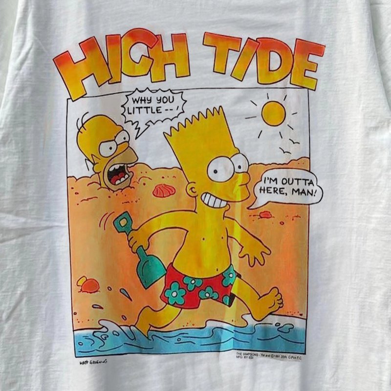 画像2: HIGH TIDE The Simpsons Vintage Style Short-Sleeve T-Shirt　 ユニセックス男女兼用 HIGH TIDE 満潮ザ・シンプソンズ  ヴィンテージスタイル半袖Tシャツ半袖 Tシャツ (2)