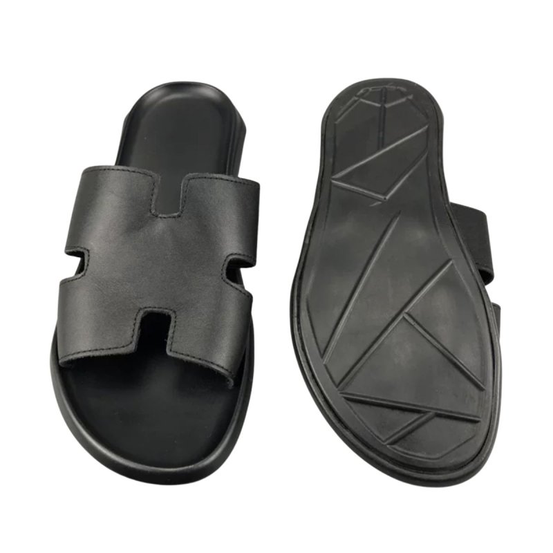 画像3: Men's leather H flat slippers sandals フラット本革レザー Hサンダル スリッパ フリップフロップ (3)