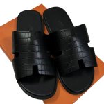 画像11: men's leather H  flat slippers sandals  フラット本革レザーHサンダル　スリッパフリップフロップ (11)