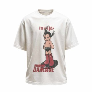 Vintage Unisex Astro Boy Face Print Crew Neck Tshirts 男女兼用