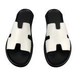 画像1: Men's leather H flat slippers sandals フラット本革レザー Hサンダル スリッパ フリップフロップ (1)