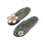 画像1: Rhinestone Flower Crystal Flat Closed Toe Slippers, Crystal Jelly Shoes pumps Shoes   ラインストーンフラワークリスタル付きフラットクローズドトゥスリッパクリ​​スタルゼリーシューズパンプス　 (1)