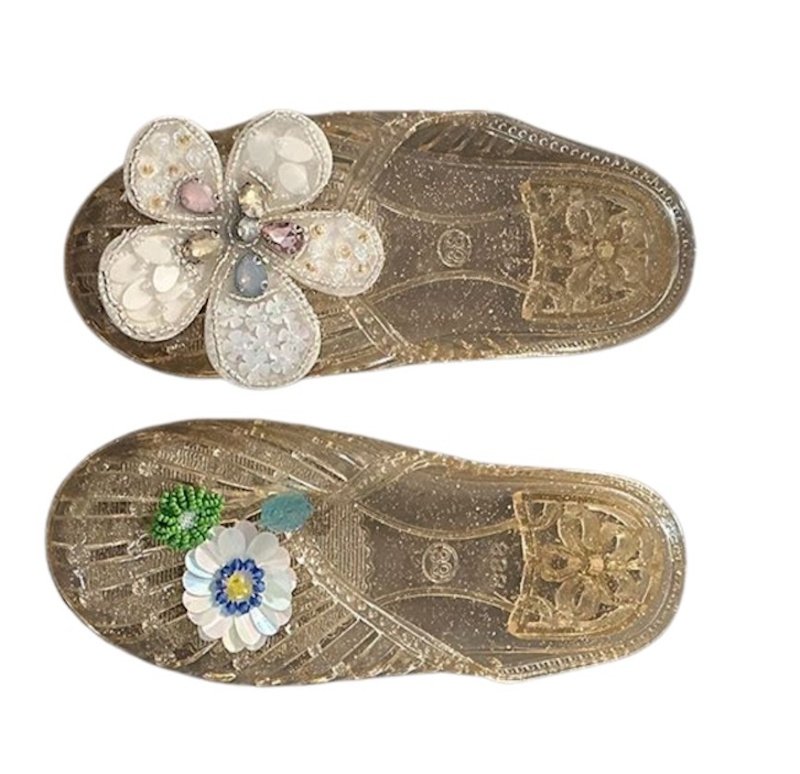 画像2: Rhinestone Flower Crystal Flat Closed Toe Slippers, Crystal Jelly Shoes pumps Shoes   ラインストーンフラワークリスタル付きフラットクローズドトゥスリッパクリ​​スタルゼリーシューズパンプス　 (2)
