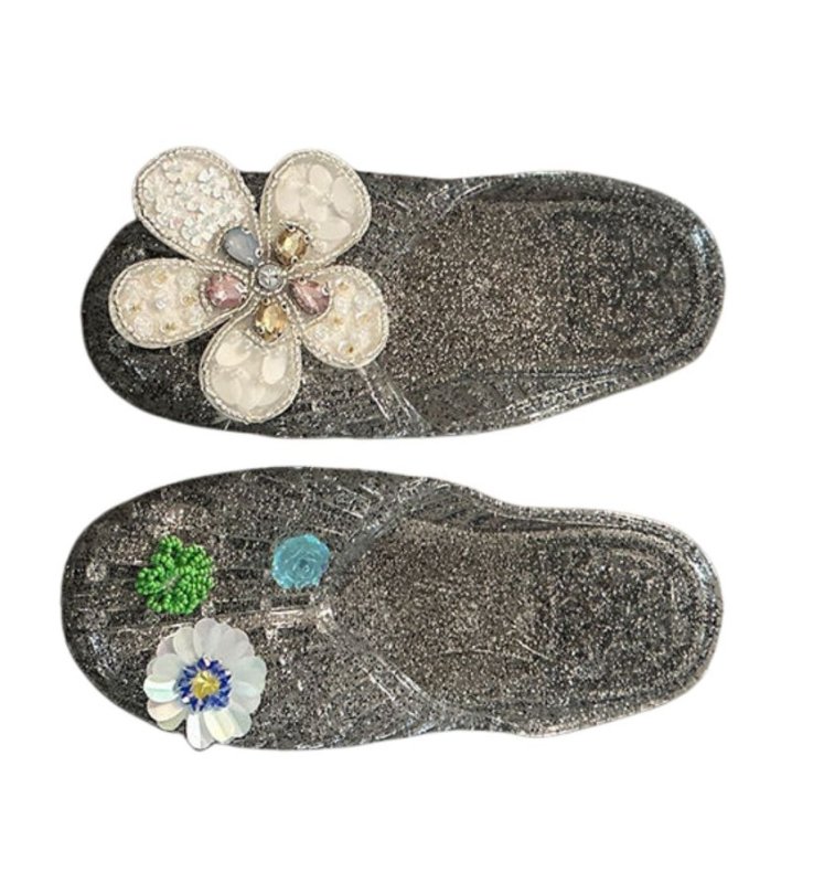 画像5: Rhinestone Flower Crystal Flat Closed Toe Slippers, Crystal Jelly Shoes pumps Shoes   ラインストーンフラワークリスタル付きフラットクローズドトゥスリッパクリ​​スタルゼリーシューズパンプス　 (5)