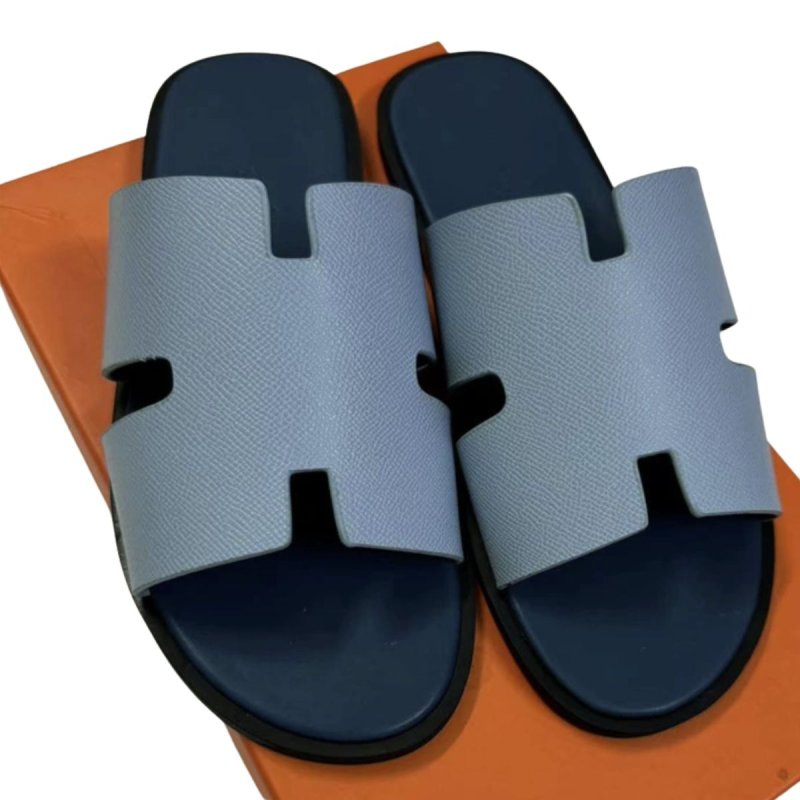 画像14: men's leather H  flat slippers sandals  フラット本革レザーHサンダル　スリッパフリップフロップ (14)