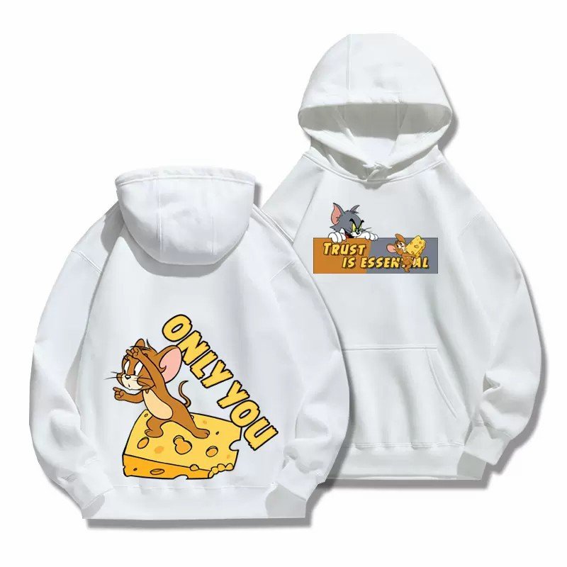 画像9: Tom and Jerry trust is essential ME TO  ONLY YOU hoodie  トム＆ジェリー ロゴ入り スウェット パーカーユニセックス 男女兼用 幅広いサイズ ペアルック (9)