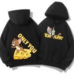 画像3: Tom and Jerry ME TO  ONLY YOU hoodie  トム＆ジェリー ロゴ入り スウェット パーカーユニセックス 男女兼用 幅広いサイズ ペアルック (3)