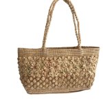 画像2: 3D Flower Raffia Woven Tote Shoulder Basket Bag　3Dフラワーラフィア編みフレンチかご籠カゴトートショルダーバッグ (2)
