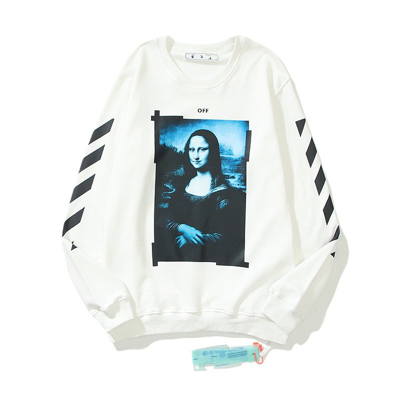 画像3: Unisex Mona Lisa loose irregular hedging round neck sweat shirts 男女兼用 パロディー モナリザ スウェットプルオーバー トレーナー (3)