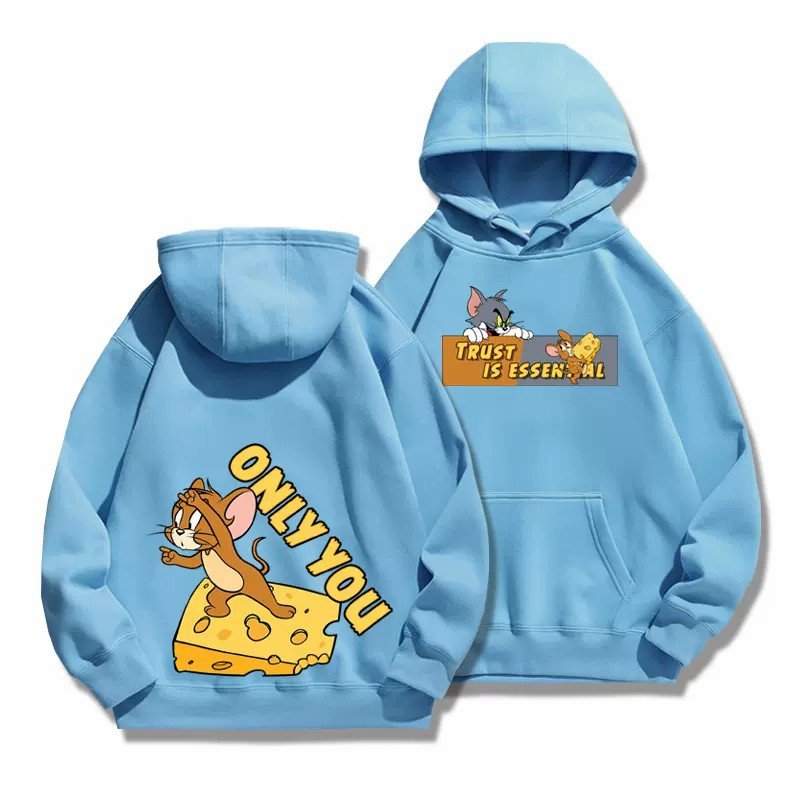 画像7: Tom and Jerry trust is essential ME TO  ONLY YOU hoodie  トム＆ジェリー ロゴ入り スウェット パーカーユニセックス 男女兼用 幅広いサイズ ペアルック (7)