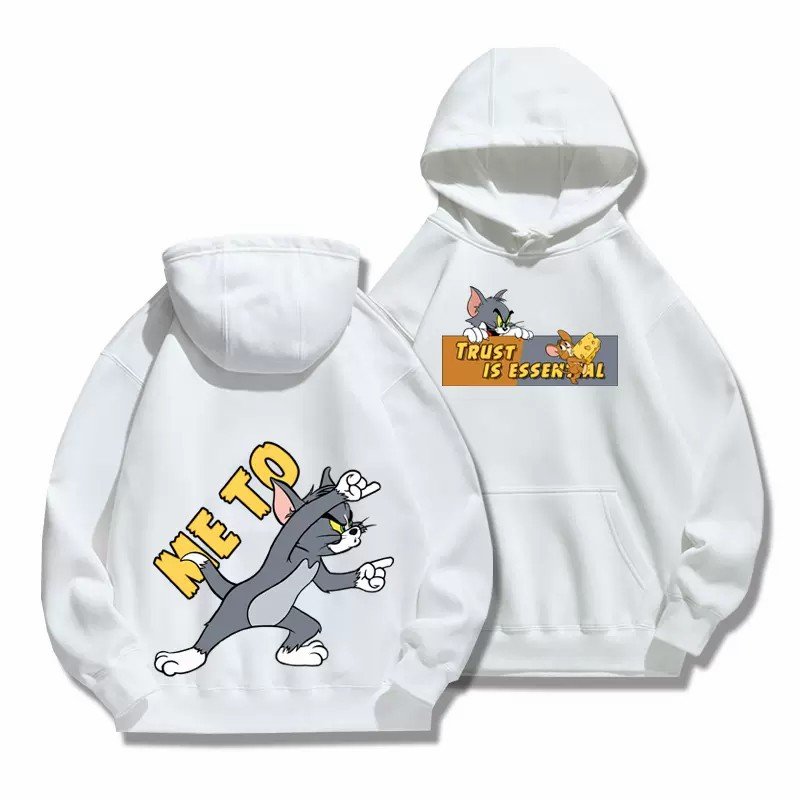 画像8: Tom and Jerry trust is essential ME TO  ONLY YOU hoodie  トム＆ジェリー ロゴ入り スウェット パーカーユニセックス 男女兼用 幅広いサイズ ペアルック (8)