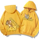 画像5: Tom and Jerry ME TO  ONLY YOU hoodie  トム＆ジェリー ロゴ入り スウェット パーカーユニセックス 男女兼用 幅広いサイズ ペアルック (5)