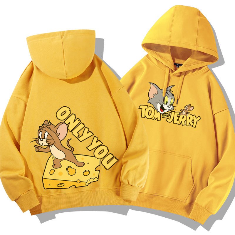画像5: Tom and Jerry ME TO  ONLY YOU hoodie  トム＆ジェリー ロゴ入り スウェット パーカーユニセックス 男女兼用 幅広いサイズ ペアルック (5)