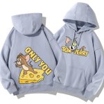 画像7: Tom and Jerry ME TO  ONLY YOU hoodie  トム＆ジェリー ロゴ入り スウェット パーカーユニセックス 男女兼用 幅広いサイズ ペアルック (7)