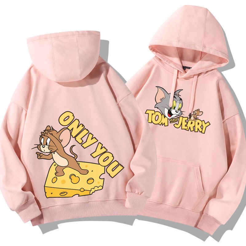 画像9: Tom and Jerry ME TO  ONLY YOU hoodie  トム＆ジェリー ロゴ入り スウェット パーカーユニセックス 男女兼用 幅広いサイズ ペアルック (9)