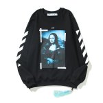 画像1: Unisex Mona Lisa loose irregular hedging round neck sweat shirts 男女兼用 パロディー モナリザ スウェットプルオーバー トレーナー (1)