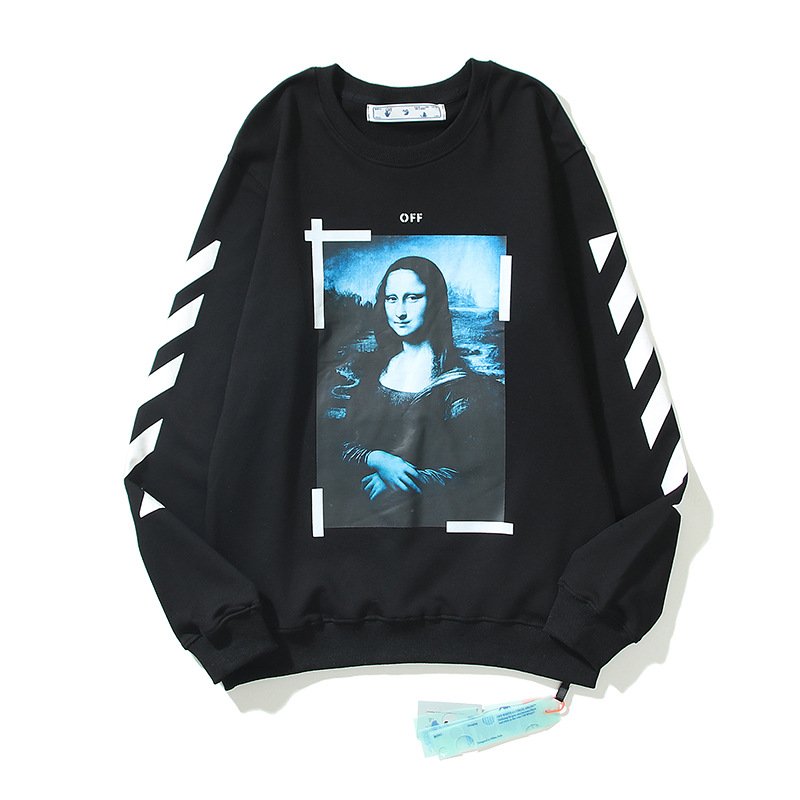 画像1: Unisex Mona Lisa loose irregular hedging round neck sweat shirts 男女兼用 パロディー モナリザ スウェットプルオーバー トレーナー (1)