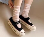 画像8: Ｗomen's Platform strap canvas Mary Jane sneakers Y2K   厚底  メリージェーン ストラップキャンバススニーカープラットフォーム  (8)
