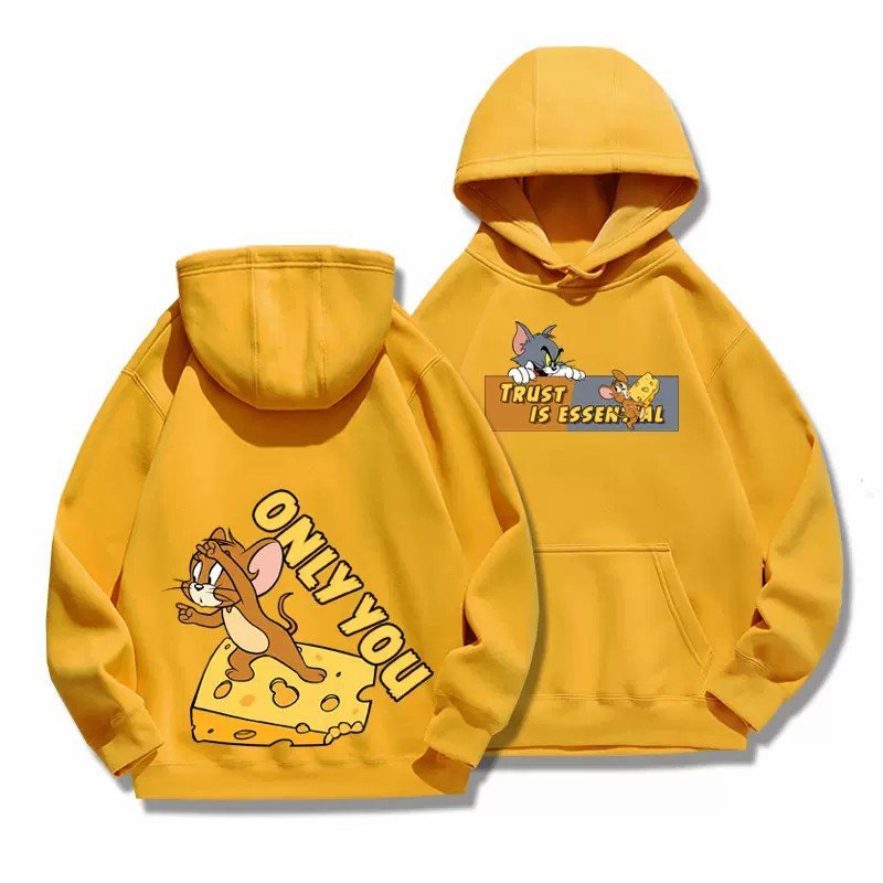 画像11: Tom and Jerry trust is essential ME TO  ONLY YOU hoodie  トム＆ジェリー ロゴ入り スウェット パーカーユニセックス 男女兼用 幅広いサイズ ペアルック (11)
