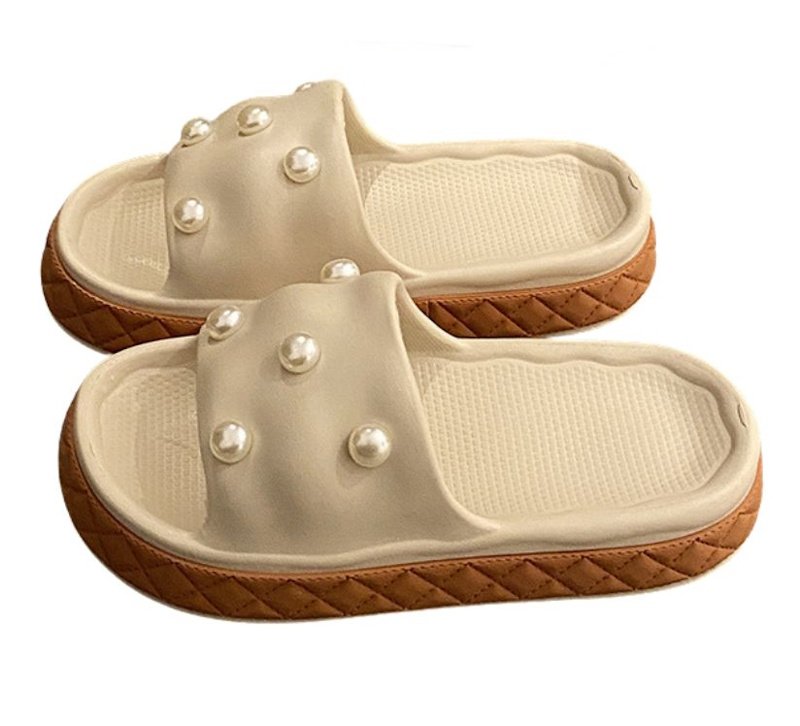 画像2: Platform pearl sandal slippers　  プラットフォーム厚底パールサンダルスリッパ  シューズ　 (2)
