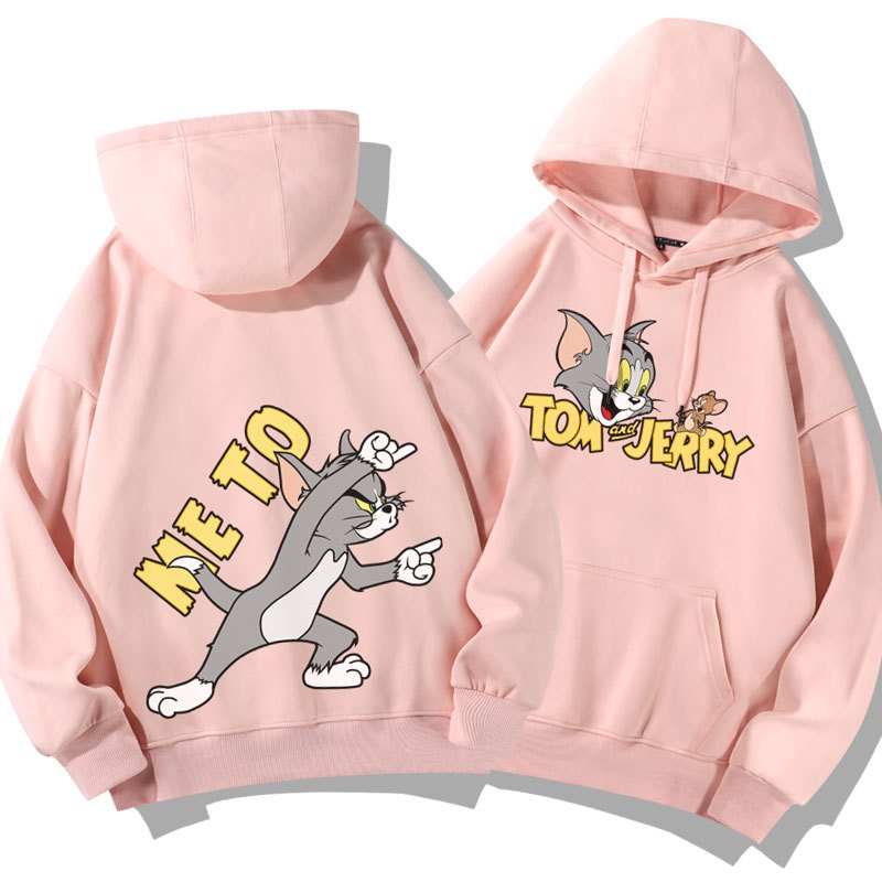画像8: Tom and Jerry ME TO  ONLY YOU hoodie  トム＆ジェリー ロゴ入り スウェット パーカーユニセックス 男女兼用 幅広いサイズ ペアルック (8)