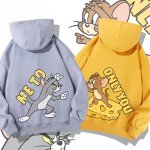 画像1: Tom and Jerry ME TO  ONLY YOU hoodie  トム＆ジェリー ロゴ入り スウェット パーカーユニセックス 男女兼用 幅広いサイズ ペアルック (1)