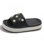 画像1: Platform pearl sandal slippers　  プラットフォーム厚底パールサンダルスリッパ  シューズ　 (1)