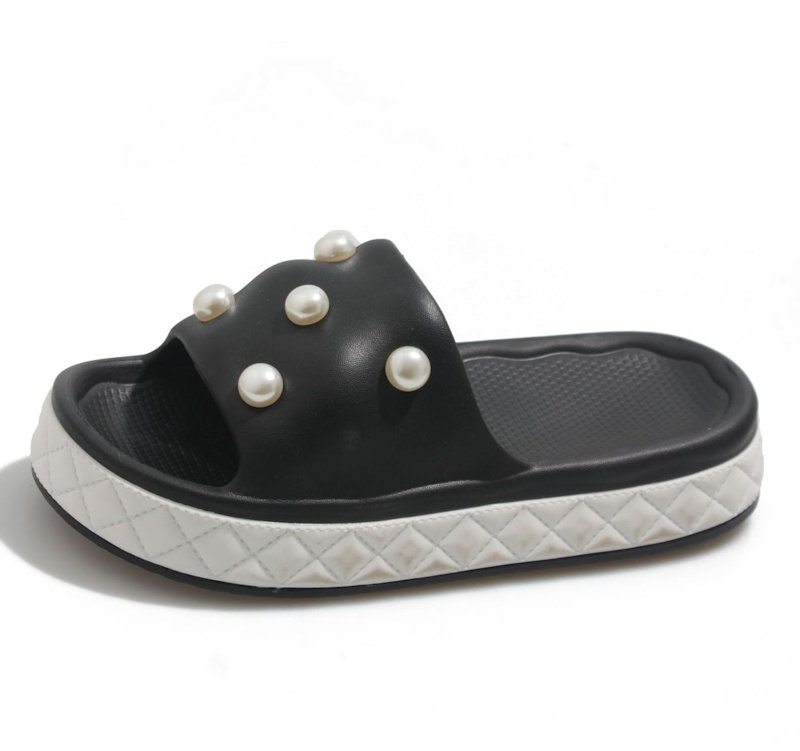 画像1: Platform pearl sandal slippers　  プラットフォーム厚底パールサンダルスリッパ  シューズ　 (1)