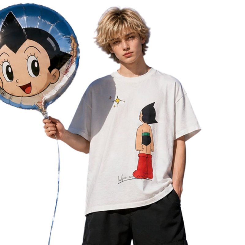 画像3: Vintage Unisex Back shot Astro Boy Print Crew Neck Tshirts 男女兼用 ヴィンテージ風 古着風 ラウンドネック バックショット アストロボーイ 鉄腕アトム プリント Tシャツ  (3)