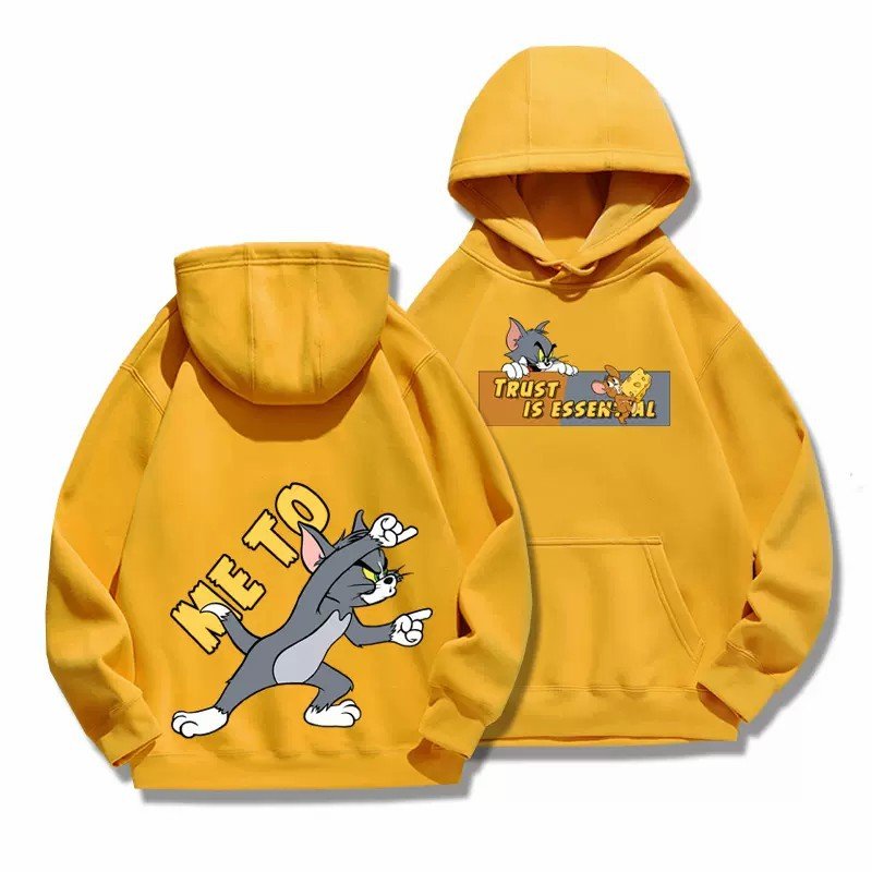 画像10: Tom and Jerry trust is essential ME TO  ONLY YOU hoodie  トム＆ジェリー ロゴ入り スウェット パーカーユニセックス 男女兼用 幅広いサイズ ペアルック (10)