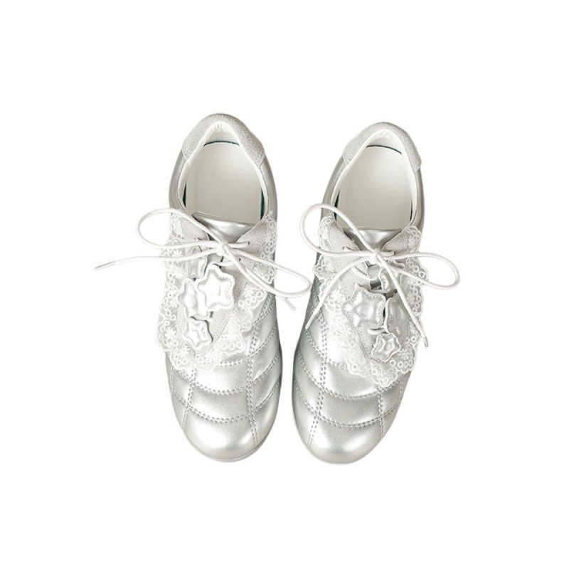画像6: Ｗomen's Lace and small floral embellished quilted leather sneakers レース＆スモールフラワーキルティングレザー斜めレースアップスニーカー (6)
