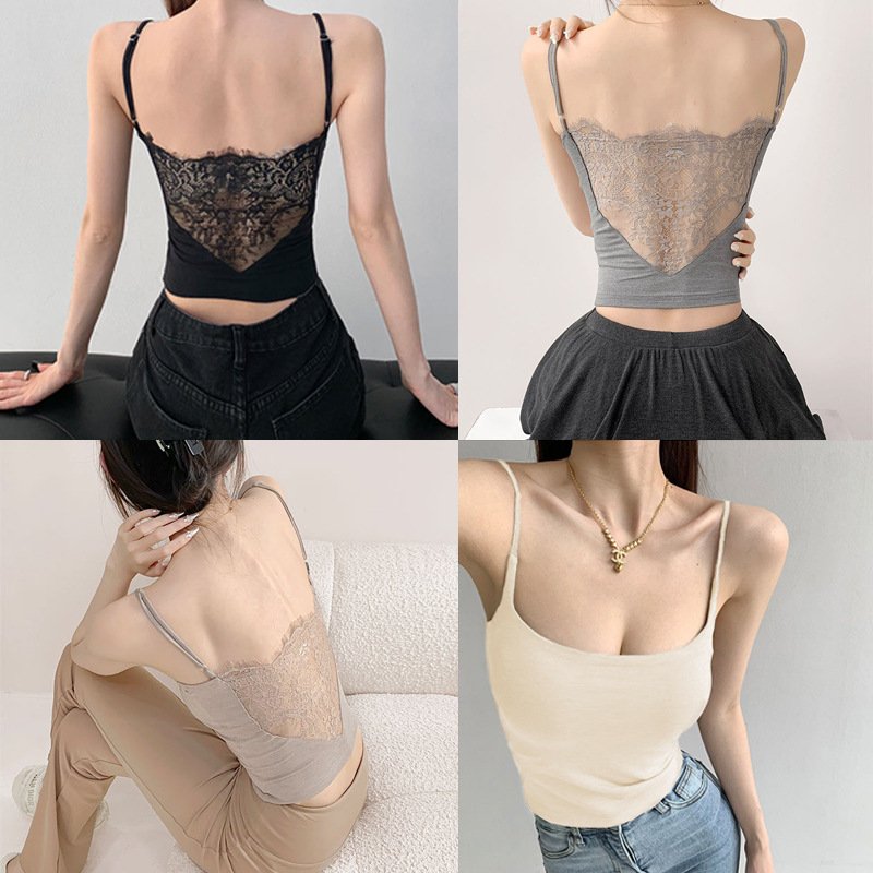 画像9: padded back lace camisole　パッド入りバックレースキャミソールタンクトップTシャツ (9)