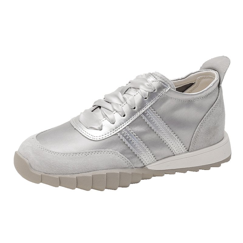 画像3: Ｗomen's Paste Color Leather Satin Metallic platform Mary Jane sneakers trainers Y2K 本革 リアルレザー パステルカラー シークレットインソール 厚底 サテン メタリックスニーカープラットフォーム  バレエコア (3)