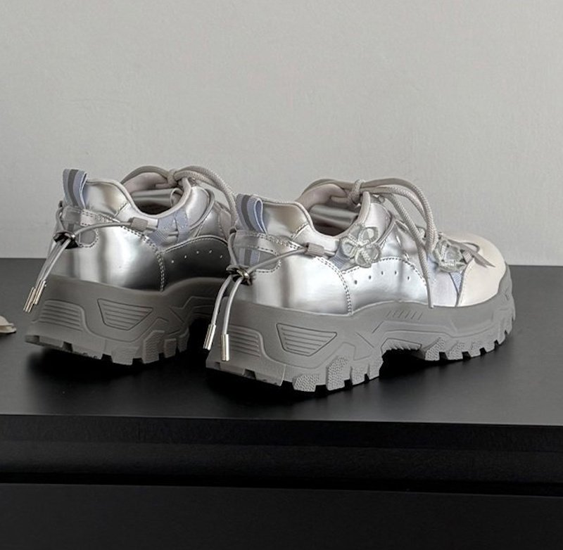 画像4: Ｗomen's Platform chunky sole flower lace-up sneakers プラットフォームチャンキーソールフラワー付きレースアップスニーカー (4)