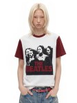 画像1: Unisex EME The Beatles Bedrucktes Oversize T-Shirt im Vintage-Look ユニセックス 男女兼用 ビートルズ ヴィンテージスタイル ダメージ加工 半袖 Tシャツ  (1)