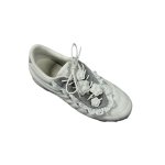 画像4: Ｗomen's Lace and small floral embellished quilted leather sneakers レース＆スモールフラワーキルティングレザー斜めレースアップスニーカー (4)