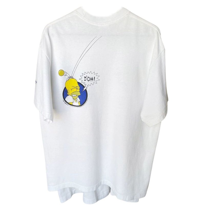 画像2:  Unisex Bart Simpson & Homer Simpson Print Crew Neck Tshirts 男女兼用 バートシンプソン＆ホーマーシンプソンヴィンテージ風 古着風 ラウンドネック  プリント Tシャツ  (2)