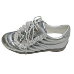 画像7: Ｗomen's Lace and small floral embellished quilted leather sneakers レース＆スモールフラワーキルティングレザー斜めレースアップスニーカー (7)
