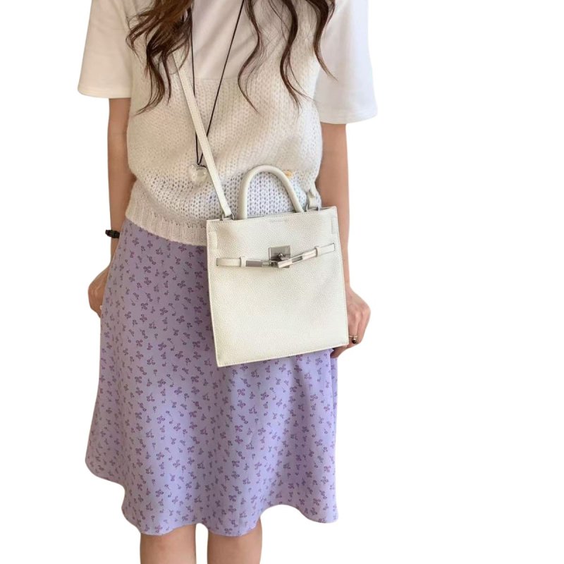 画像7: Genuine Leather Kelly Mini Tote Shoulder Crossbody Bag　本革レザーケリーミニトートショルダークロスボディバッグ (7)